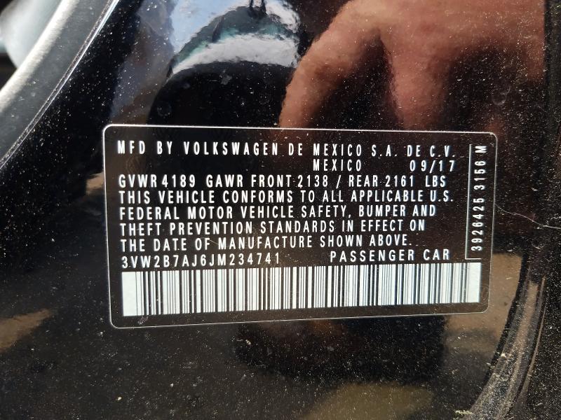 Photo 10 from auction – 2018 VOLKSWAGEN JETTA S with VIN 3VW2B7AJ6JM234741