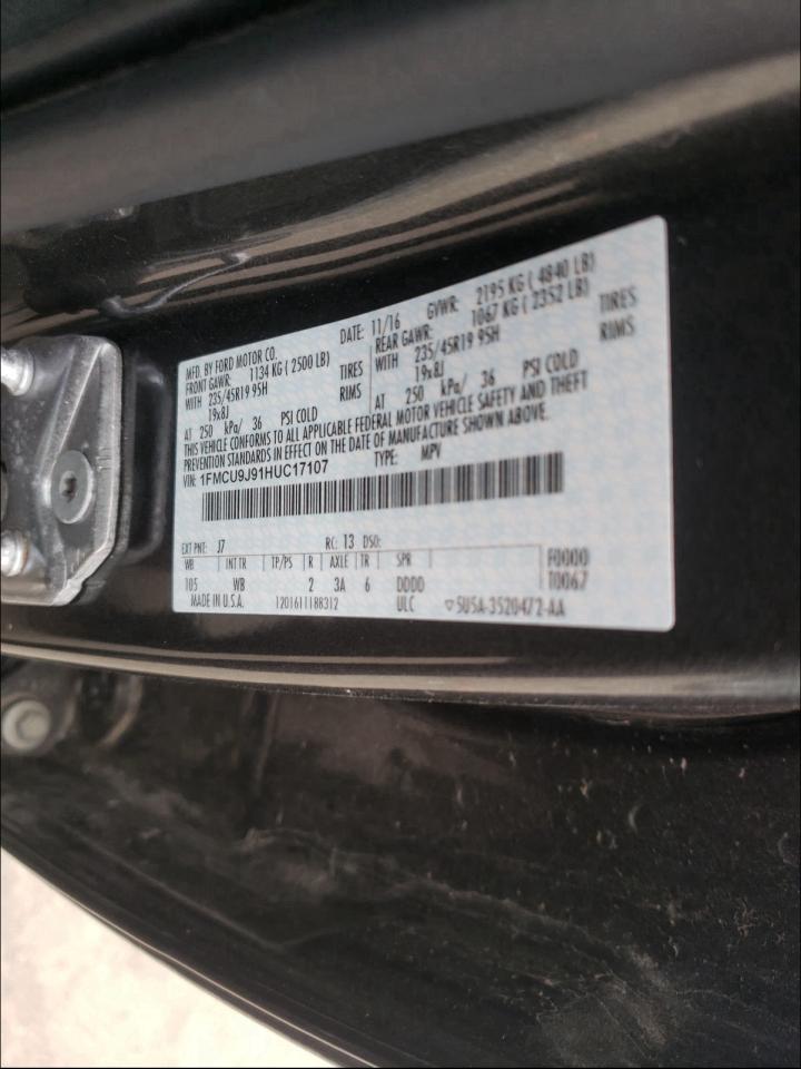 Photo 10 from auction – 2017 FORD ESCAPE TIT with VIN 1FMCU9J91HUC17107