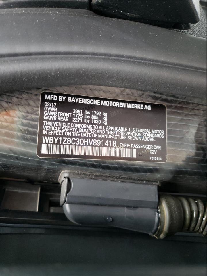 Photo 10 from auction – 2017 BMW I3 REX with VIN WBY1Z8C30HV891418