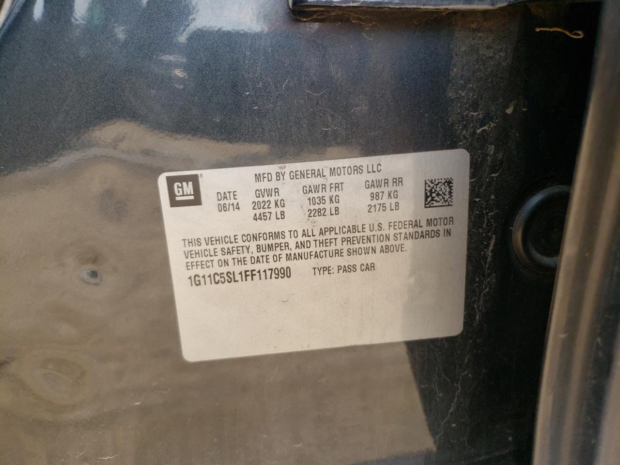 Photo 10 from auction – 2015 CHEVROLET MALIBU with VIN 1G11C5SL1FF117990