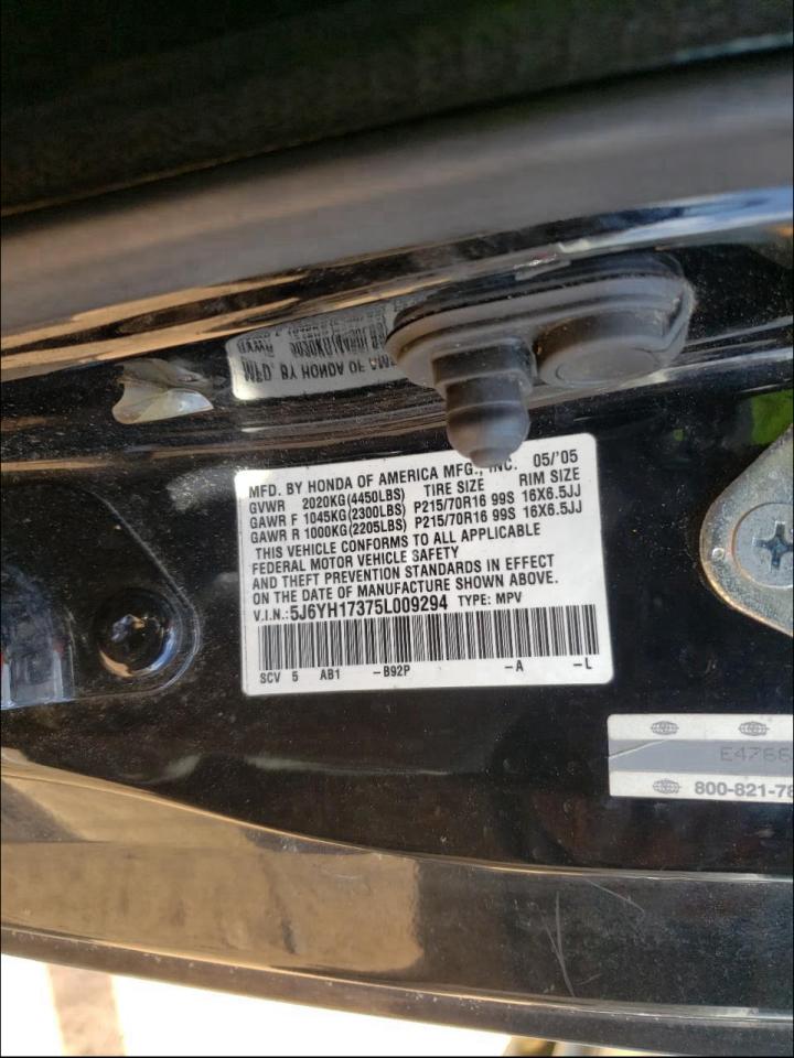 Photo 10 from auction – 2005 HONDA ELEMENT LX with VIN 5J6YH17375L009294