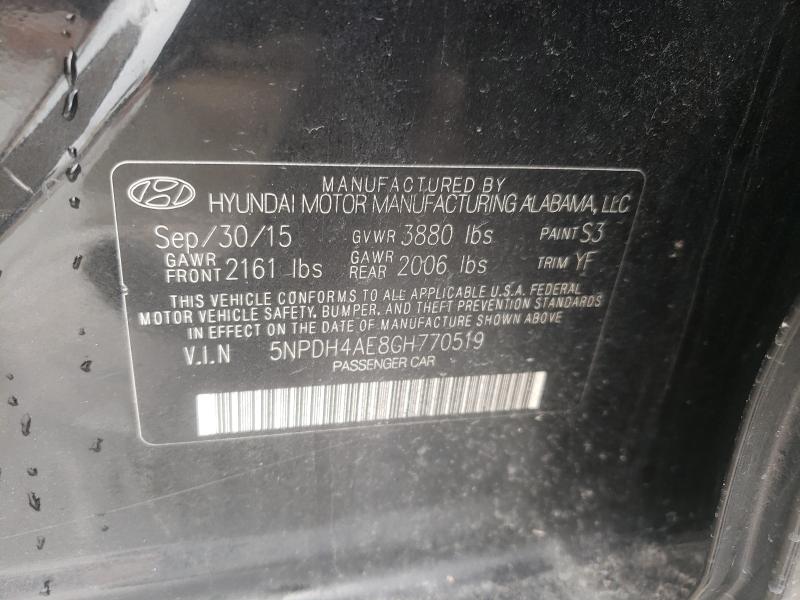 Photo 10 from auction – 2016 HYUNDAI ELANTRA SE with VIN 5NPDH4AE8GH770519