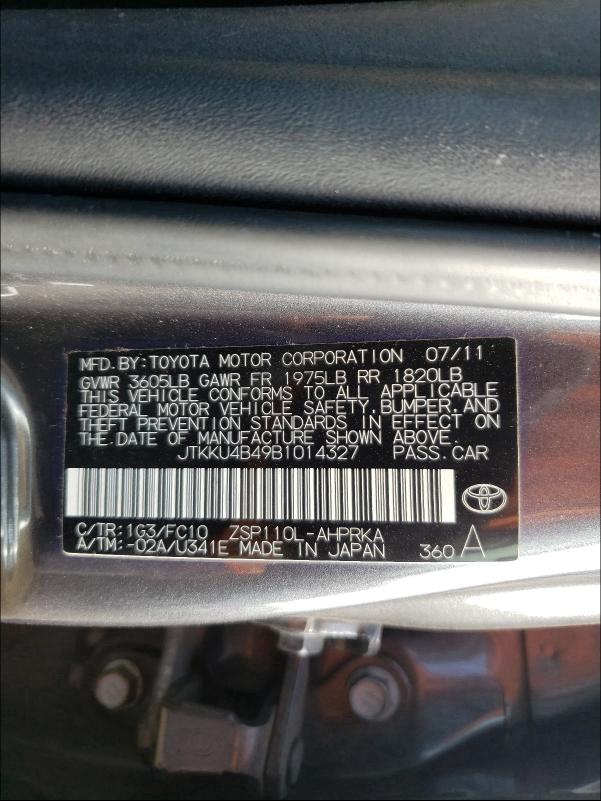 Photo 10 from auction – 2011 TOYOTA SCION XD with VIN JTKKU4B49B1014327