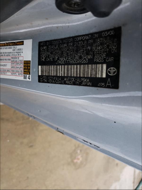 Photo 10 from auction – 2005 TOYOTA SCION TC with VIN JTKDE177650049263