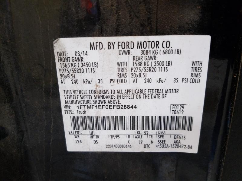 Photo 10 from auction – 2014 FORD F150 with VIN 1FTMF1EF0EFB28844