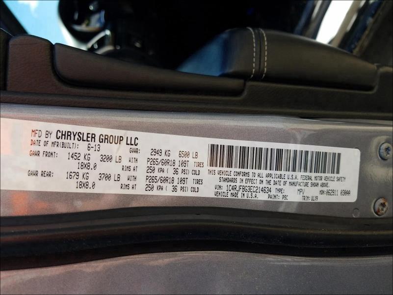 Photo 10 from auction – 2014 JEEP GR CH LIM with VIN 1C4RJFBG3EC214634