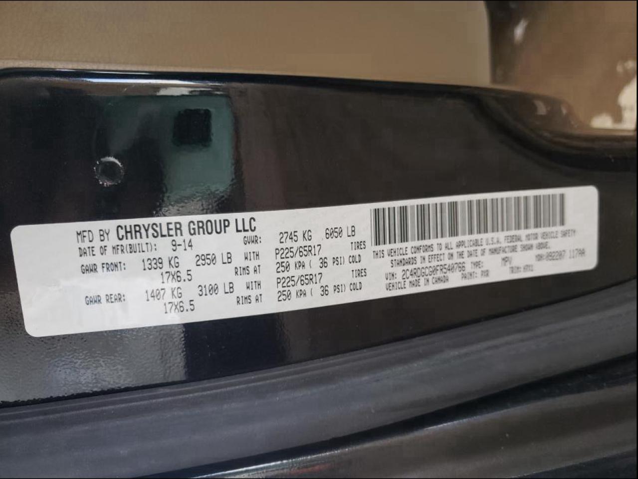 Photo 10 from auction – 2015 DODGE GRAND CARA with VIN 2C4RDGCG0FR540766