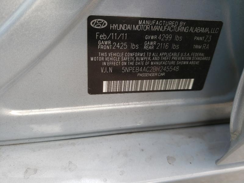 Photo 10 from auction – 2011 HYUNDAI SONATA GLS with VIN 5NPEB4AC2BH245548