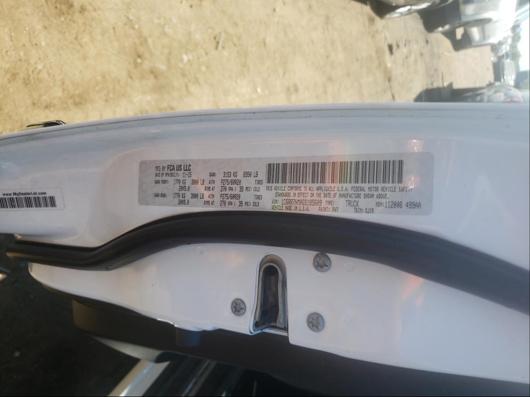 Photo 10 from auction – 2016 RAM 1500 LARAM with VIN 1C6RR7NM0GS185609
