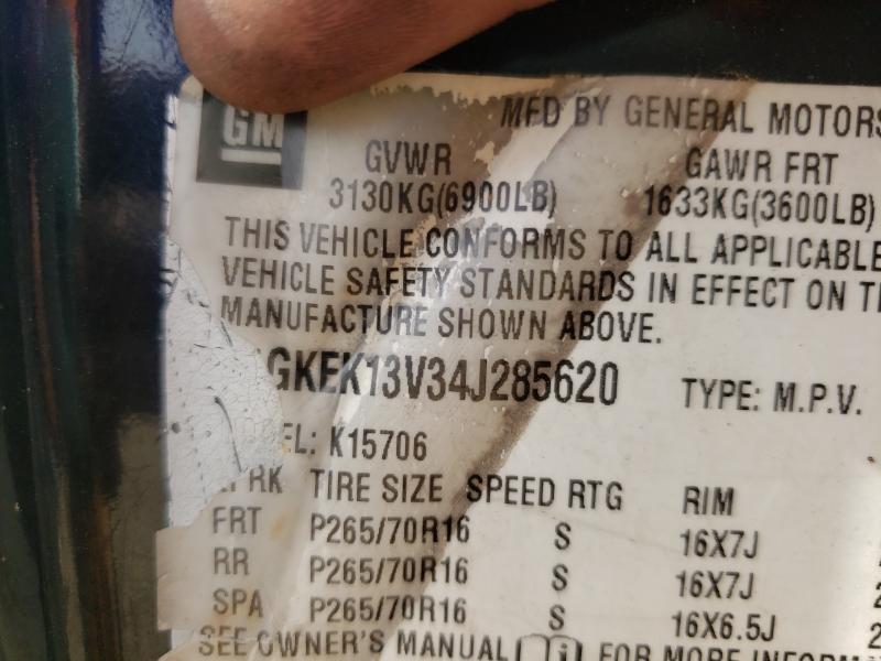 Photo 10 from auction – 2004 GMC YUKON with VIN 1GKEK13V34J285620