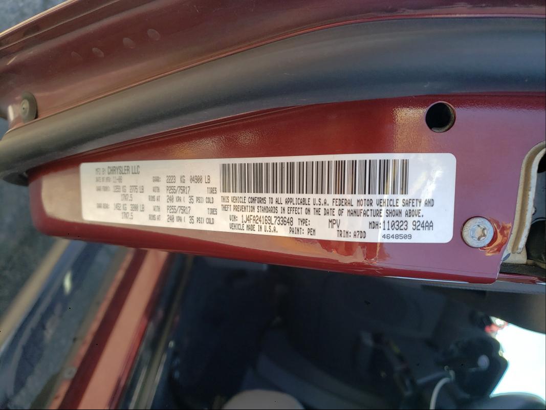 Photo 10 from auction – 2009 JEEP WRANGLER X with VIN 1J4FA24169L733648