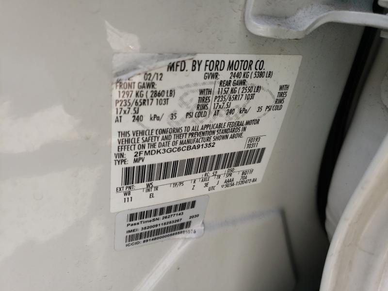Photo 10 from auction – 2012 FORD EDGE SE with VIN 2FMDK3GC6CBA91352