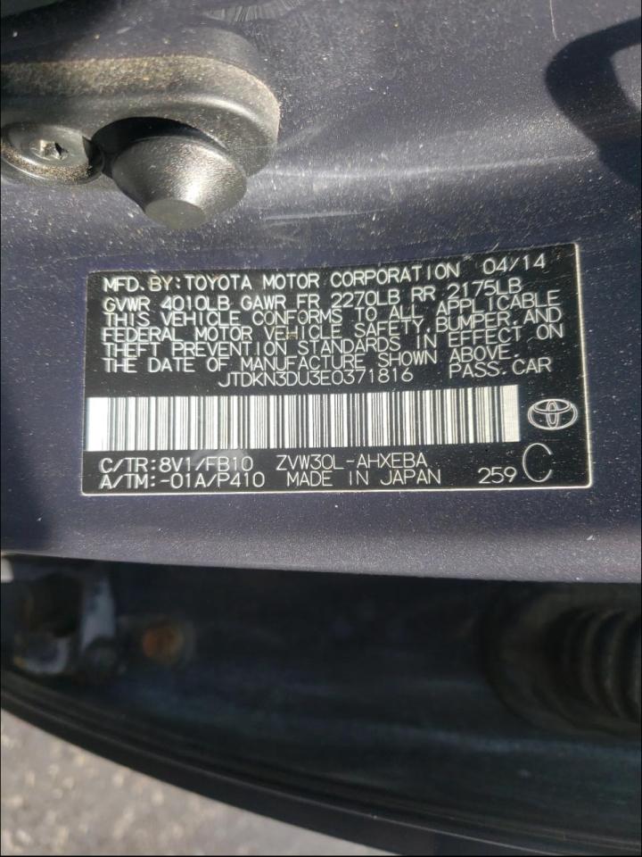 Photo 10 from auction – 2014 TOYOTA PRIUS with VIN JTDKN3DU3E0371816