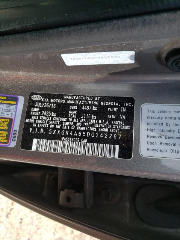 Photo 10 from auction – 2013 KIA OPTIMA SX with VIN 5XXGR4A65DG242267