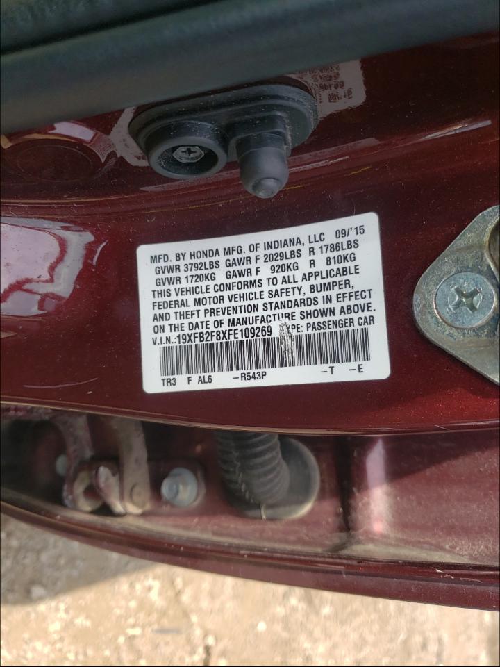 Photo 10 from auction – 2015 HONDA CIVIC EX with VIN 19XFB2F8XFE109269