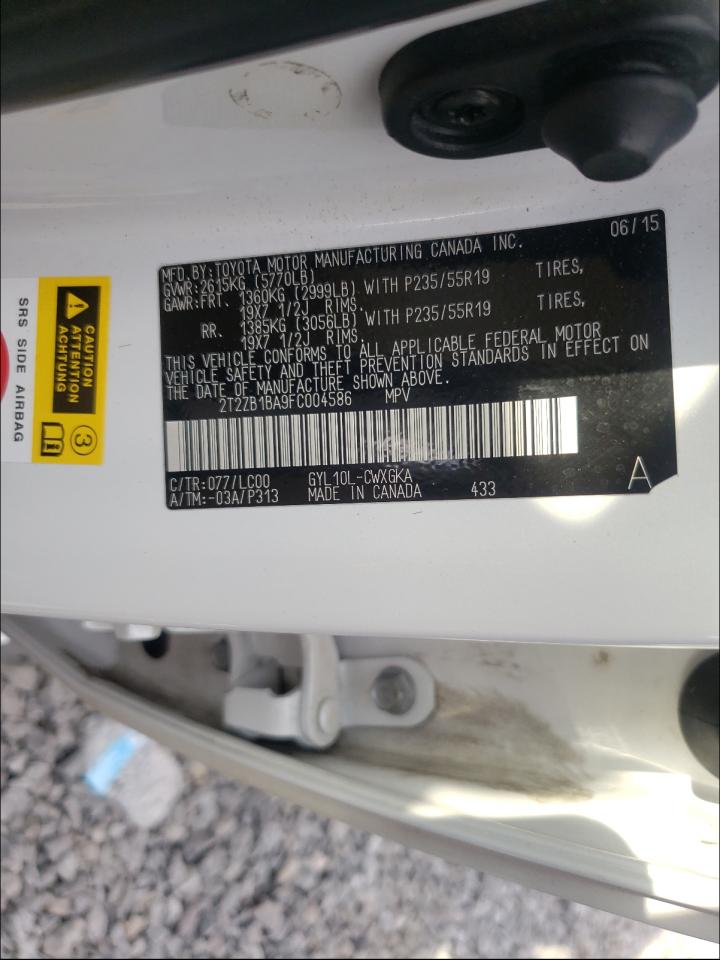 Photo 10 from auction – 2015 LEXUS RX 450H with VIN 2T2ZB1BA9FC004586