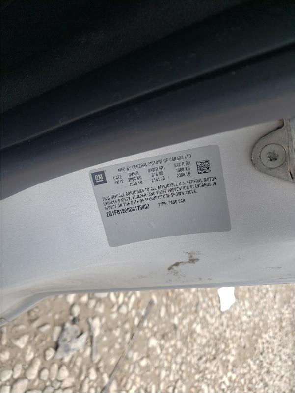 Zdjęcie 10 z aukcji – 2013 CHEVROLET CAMARO LT z VIN 2G1FB1E36D9178402