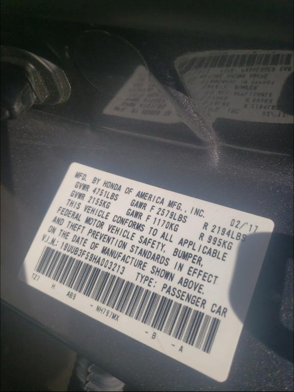 Photo 10 from auction – 2017 ACURA TLX TECH with VIN 19UUB3F59HA003213