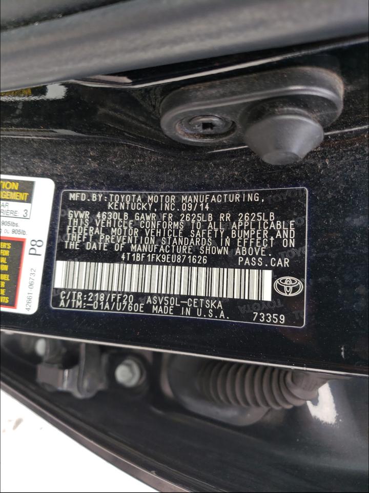 Photo 11 from auction – 2014 TOYOTA CAMRY L with VIN 4T1BF1FK9EU871626