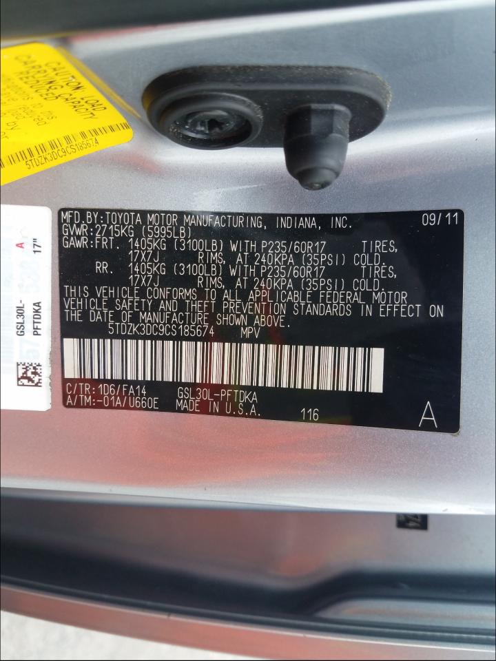 Photo 10 from auction – 2012 TOYOTA SIENNA with VIN 5TDZK3DC9CS185674