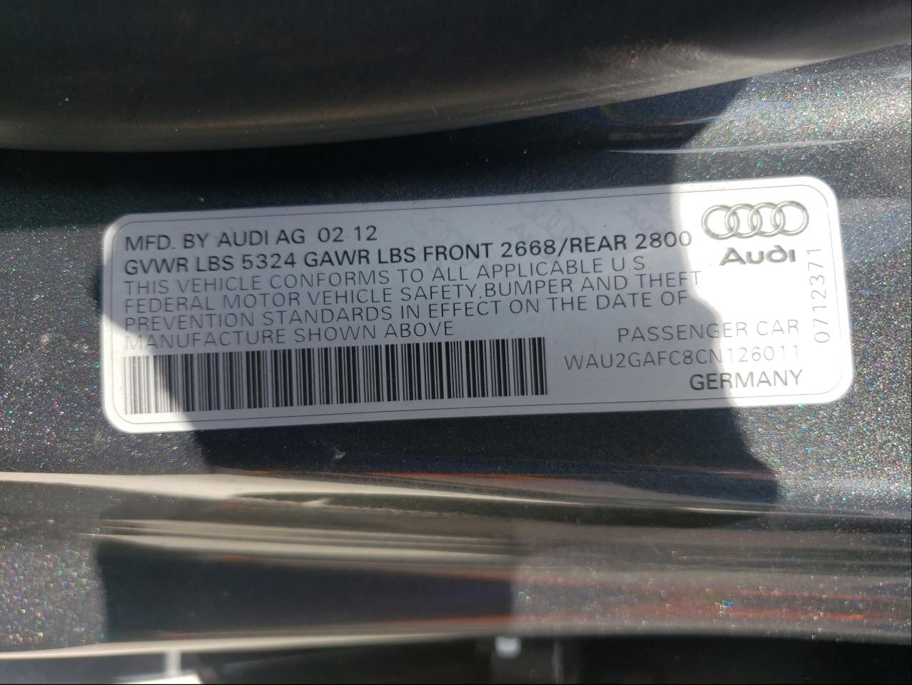 Фото 10 с аукциона – 2012 AUDI A7 PRESTIG с VIN WAU2GAFC8CN126011