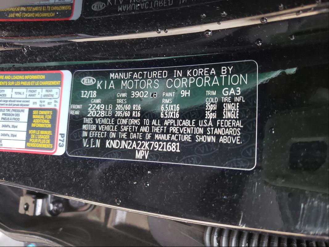 Photo 10 from auction – 2019 KIA SOUL with VIN KNDJN2A22K7921681