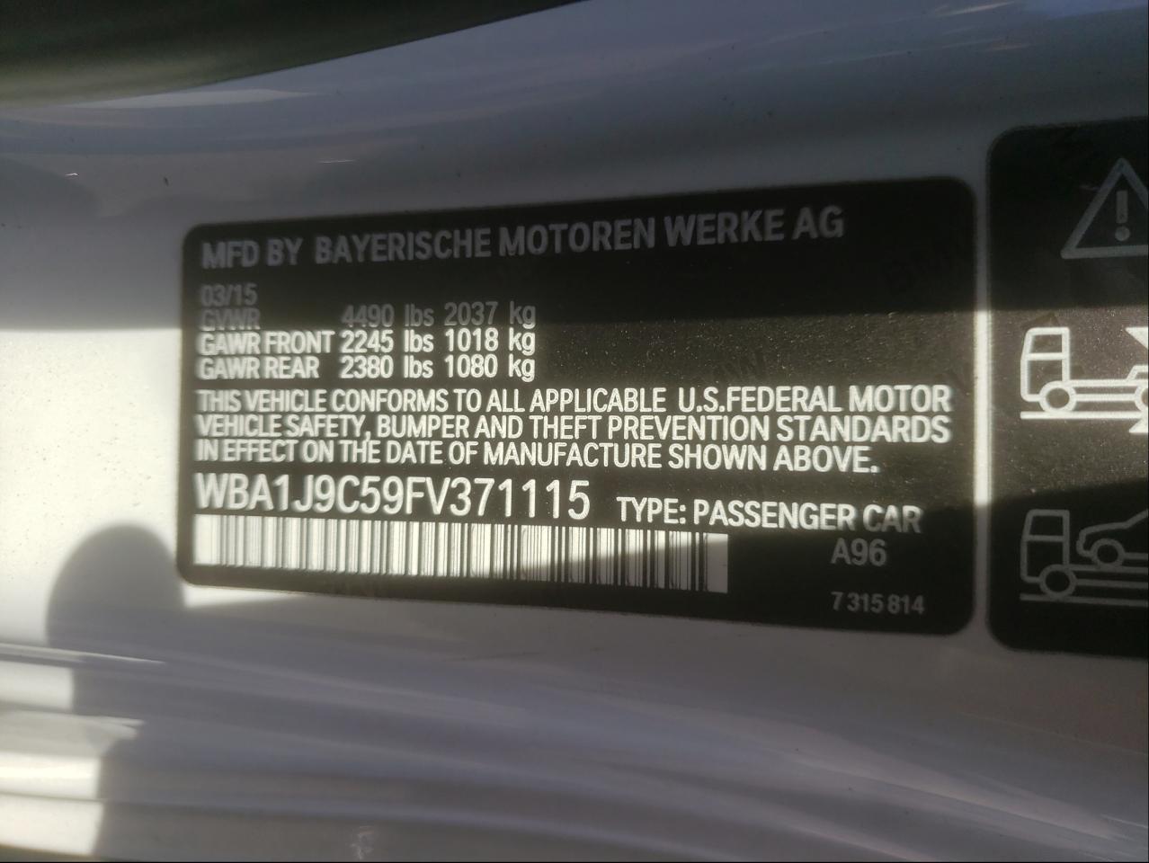 Photo 10 from auction – 2015 BMW M235XI with VIN WBA1J9C59FV371115
