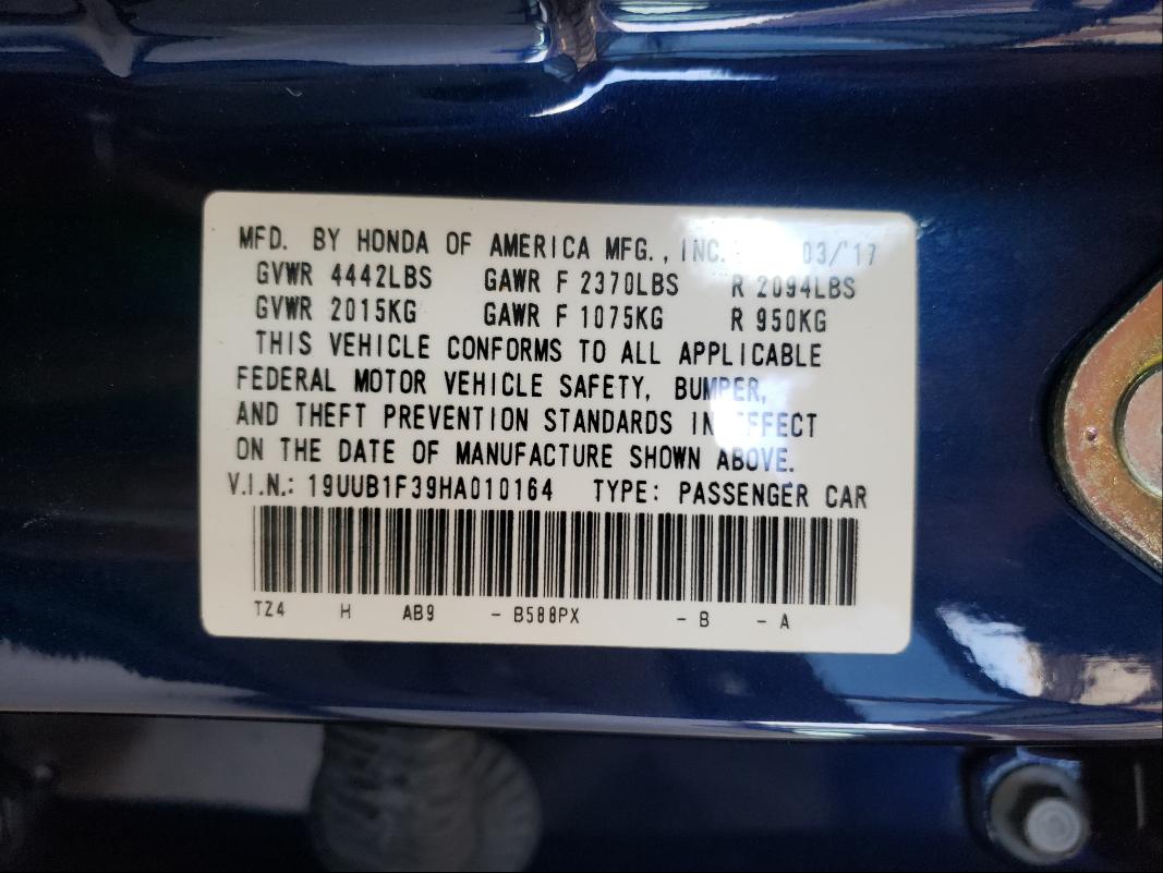 Photo 10 from auction – 2017 ACURA TLX with VIN 19UUB1F39HA010164