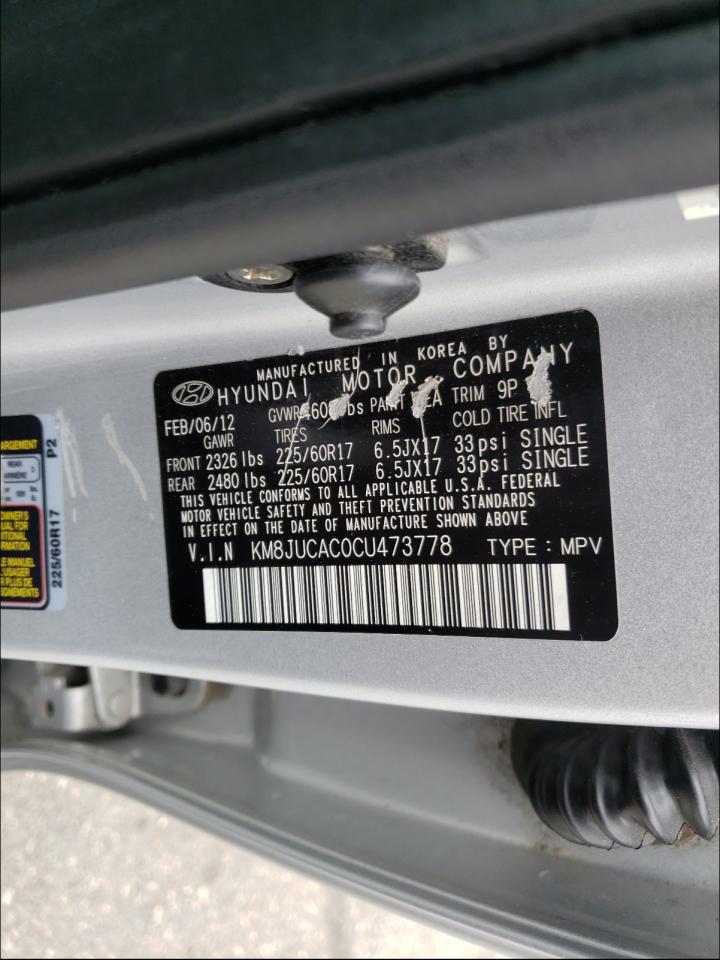 Photo 10 from auction – 2012 HYUNDAI TUCSON GLS with VIN KM8JUCAC0CU473778