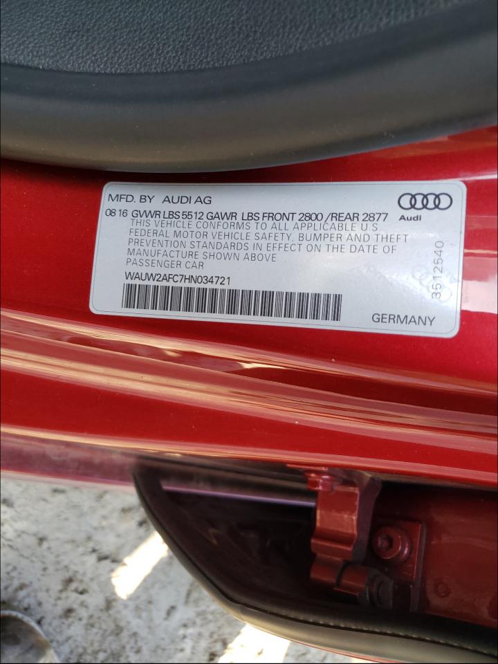 Photo 10 from auction – 2017 AUDI A7 PREMIUM with VIN WAUW2AFC7HN034721