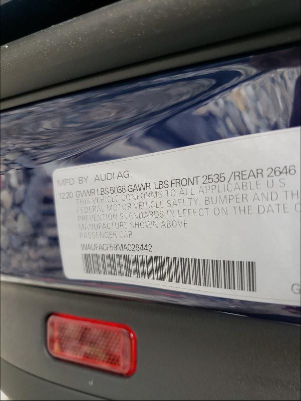 Photo 10 from auction – 2021 AUDI A5 PREMIUM with VIN WAUFACF59MA029442