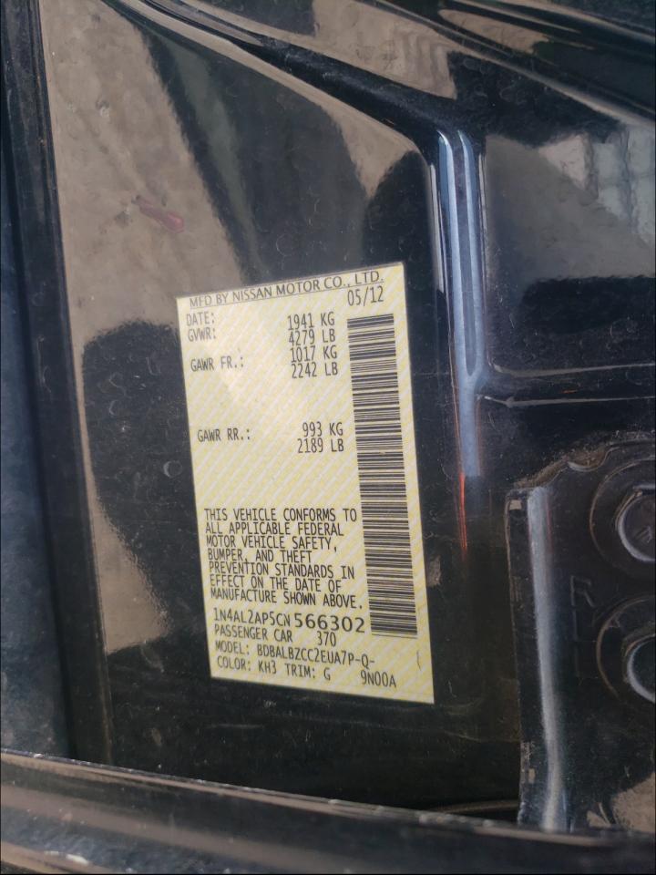 Photo 10 from auction – 2012 NISSAN ALTIMA BAS with VIN 1N4AL2AP5CN566302