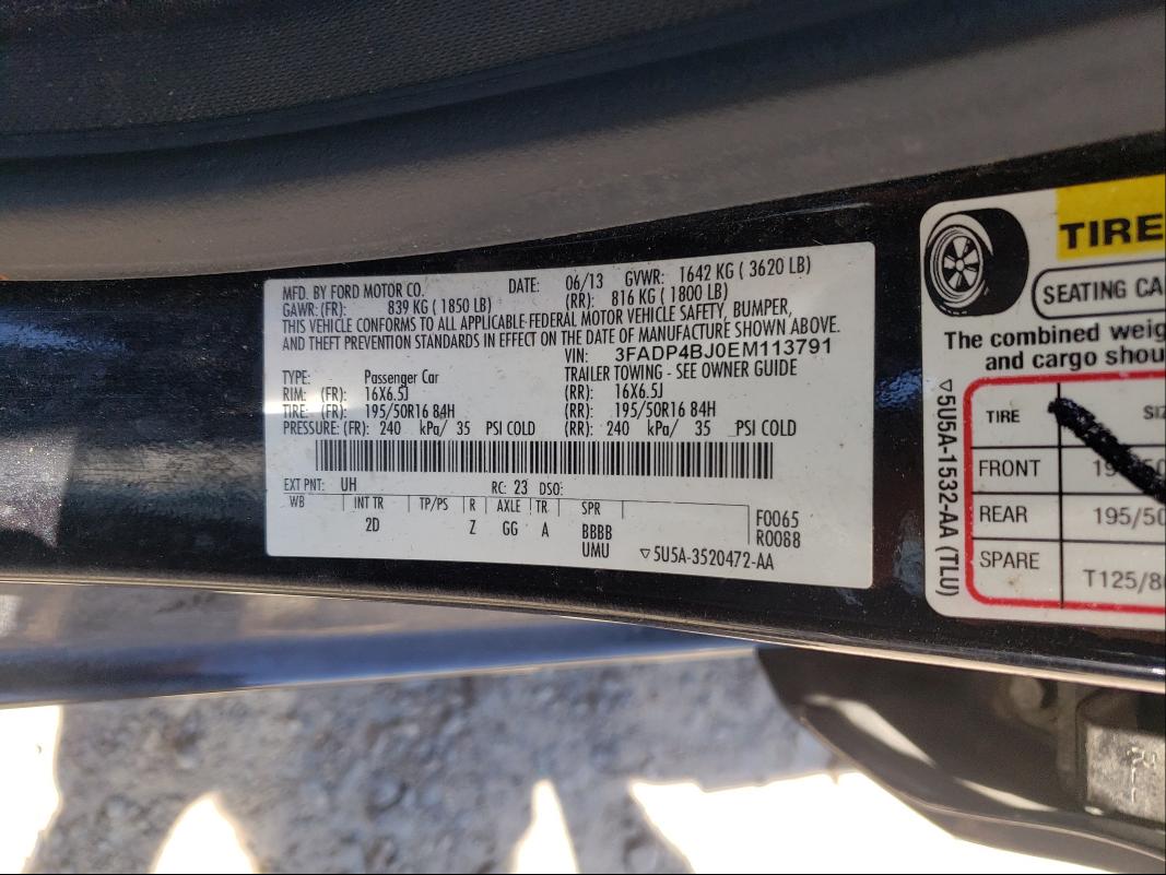 Photo 10 from auction – 2014 FORD FIESTA SE with VIN 3FADP4BJ0EM113791