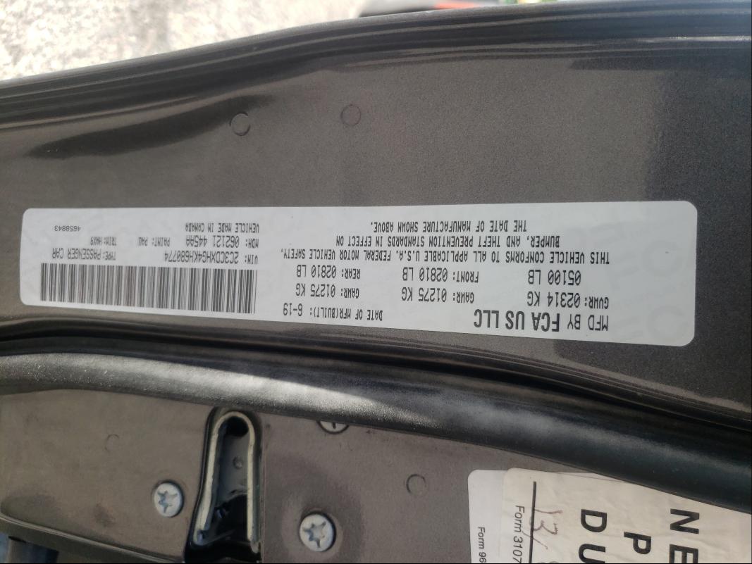 Photo 10 from auction – 2019 DODGE CHARGER GT with VIN 2C3CDXHG4KH680774