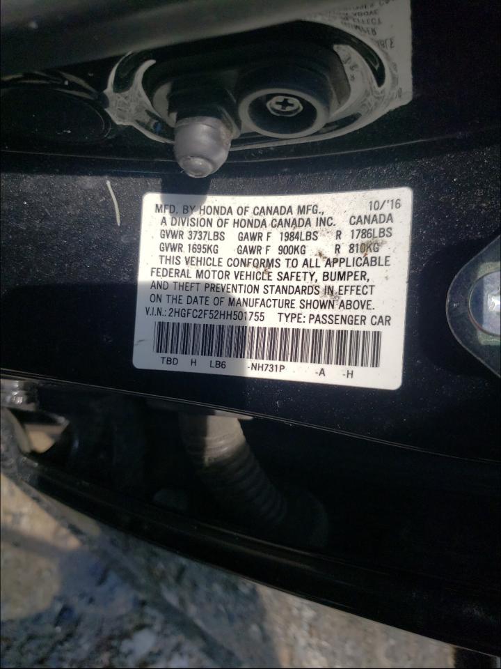 Photo 10 from auction – 2017 HONDA CIVIC LX with VIN 2HGFC2F52HH501755