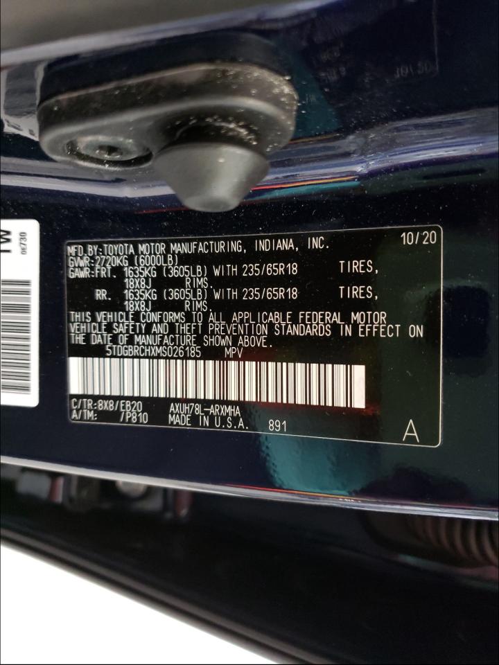 Photo 10 from auction – 2021 TOYOTA HIGHLANDER with VIN 5TDGBRCHXMS026185