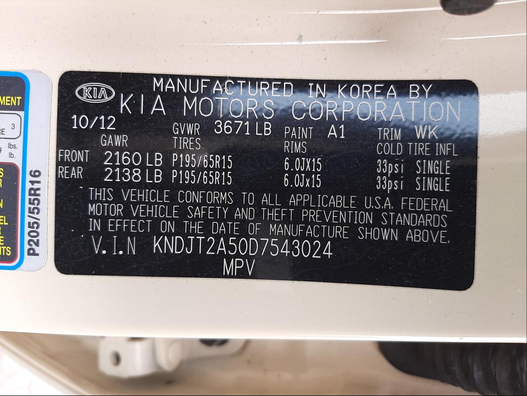 Photo 10 from auction – 2013 KIA SOUL with VIN KNDJT2A50D7543024