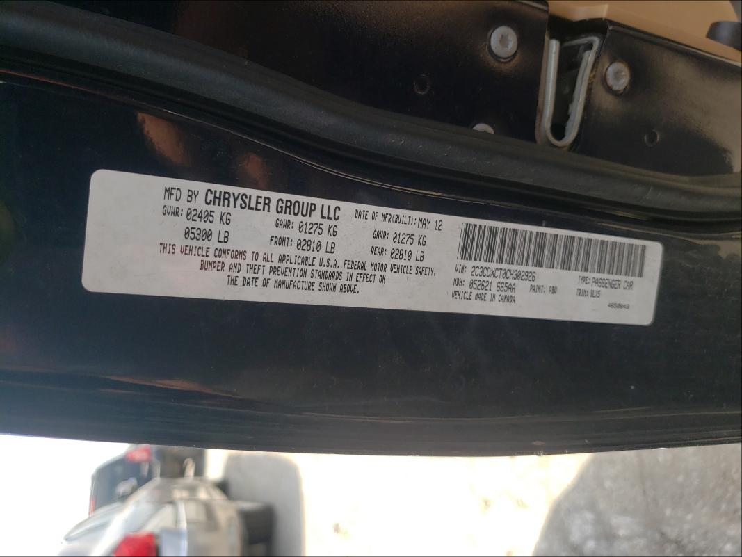 Photo 10 from auction – 2012 DODGE CHARGER R/ with VIN 2C3CDXCT0CH302926