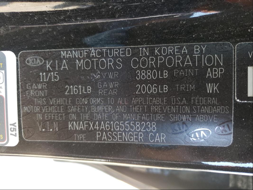 Photo 10 from auction – 2016 KIA FORTE LX with VIN KNAFX4A61G5558238
