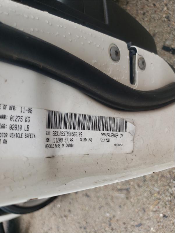 Photo 10 from auction – 2009 DODGE CHARGER R/ with VIN 2B3LA53T99H568108