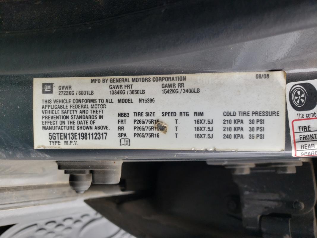 Photo 10 from auction – 2009 HUMMER H3 with VIN 5GTEN13E198112317