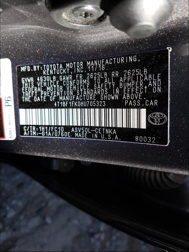 Photo 10 from auction – 2017 TOYOTA CAMRY LE with VIN 4T1BF1FK0HU705323
