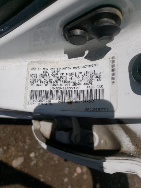 Photo 10 from auction – 1994 TOYOTA COROLLA with VIN 1NXAE04B9RZ224791