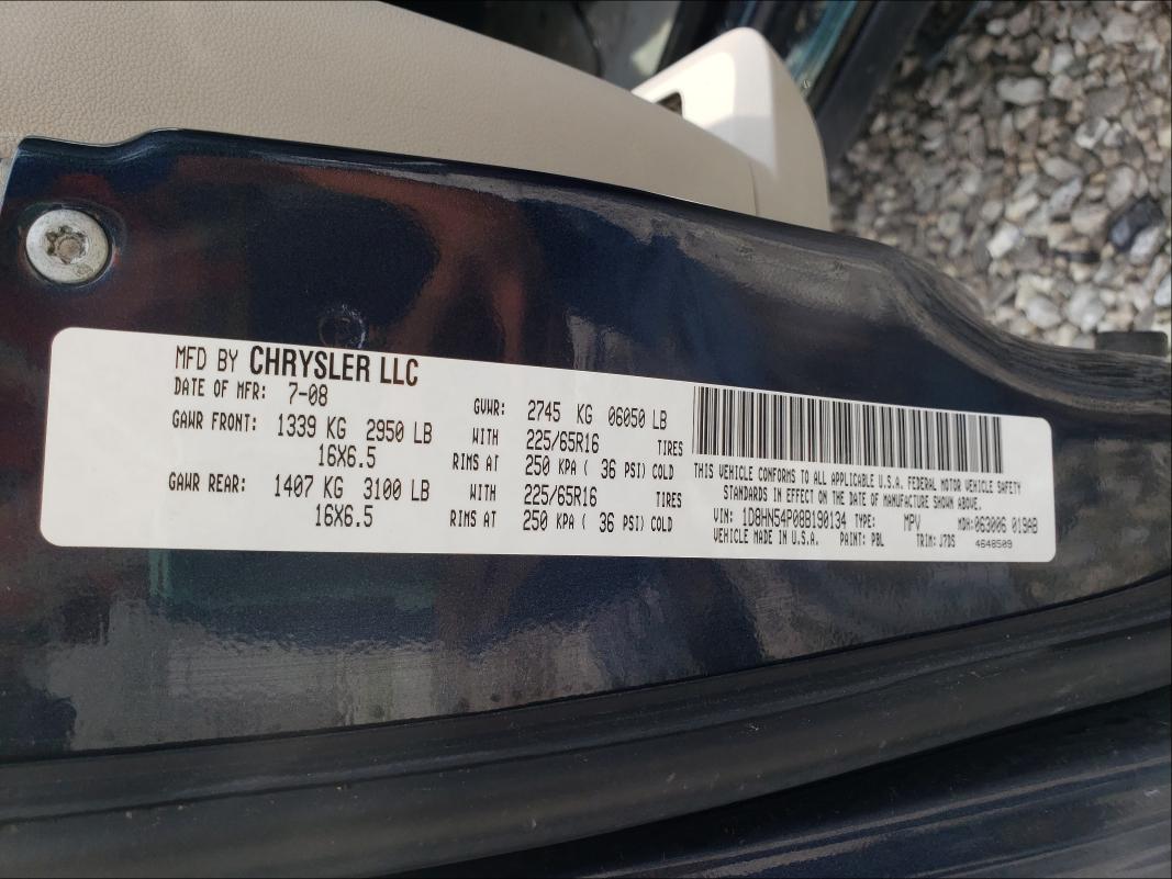 Photo 10 from auction – 2008 DODGE GRAND CARA with VIN 1D8HN54P08B190134