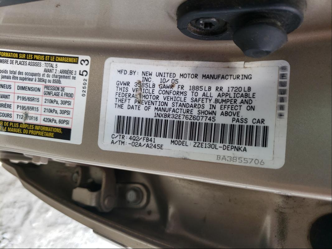 Photo 10 from auction – 2006 TOYOTA COROLLA CE with VIN 1NXBR32E76Z607745