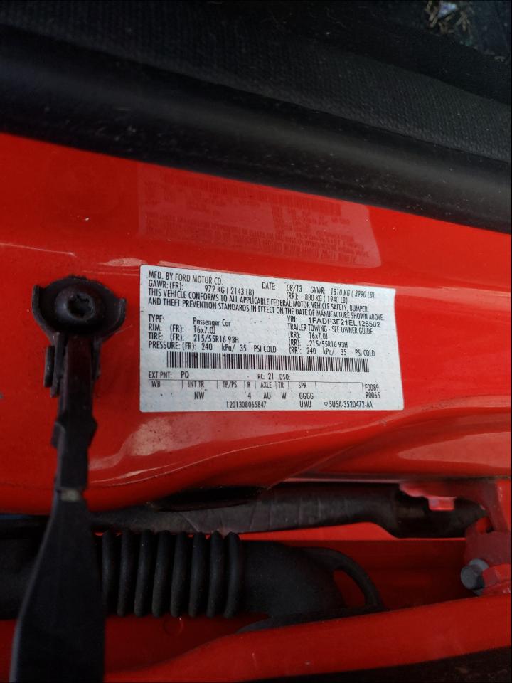 Photo 10 from auction – 2014 FORD FOCUS SE with VIN 1FADP3F21EL126502