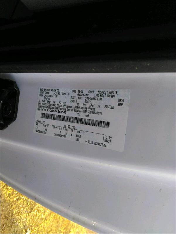 Photo 10 from auction – 2018 FORD F150 SUPER with VIN 1FTEX1CB6JKE63545