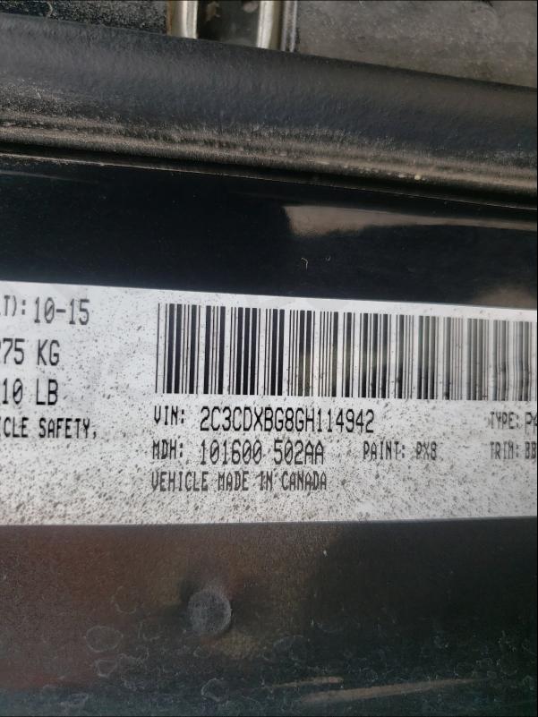 Photo 10 from auction – 2016 DODGE CHARGER SE with VIN 2C3CDXBG8GH114942