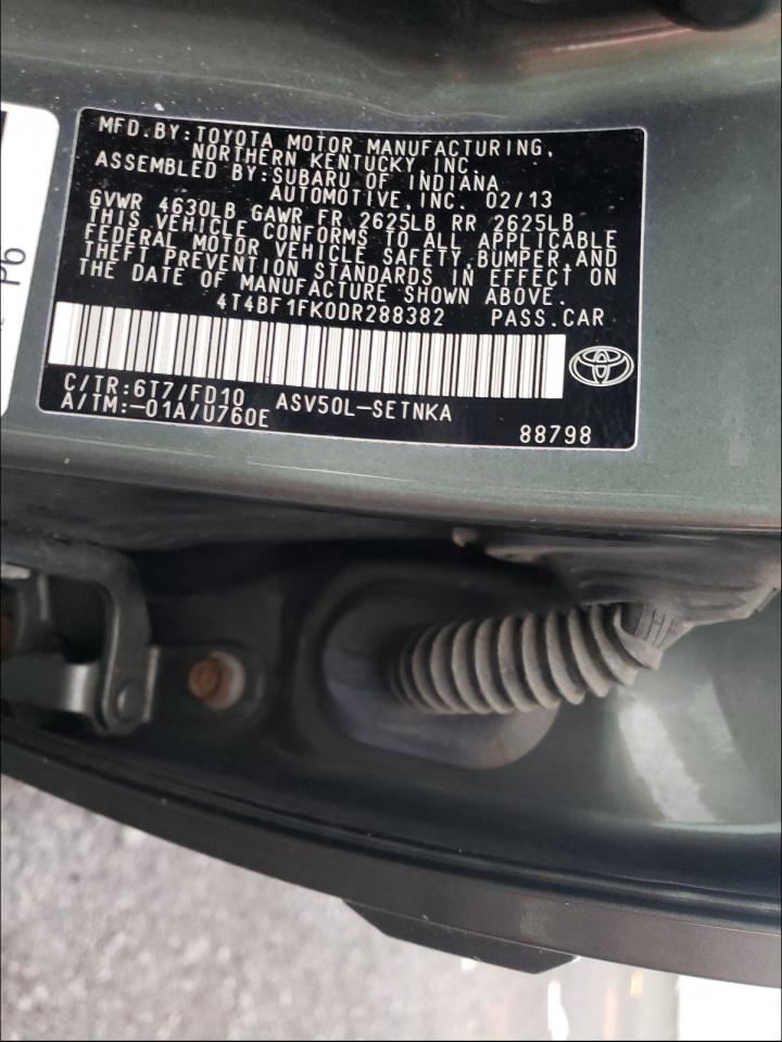 Photo 10 from auction – 2013 TOYOTA CAMRY L with VIN 4T4BF1FK0DR288382