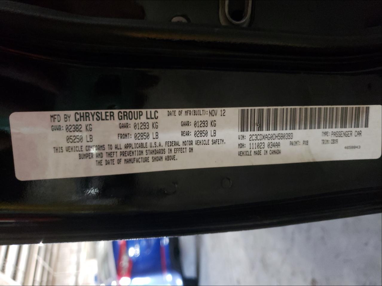Photo 10 from auction – 2013 DODGE CHARGER PO with VIN 2C3CDXAG0DH580393